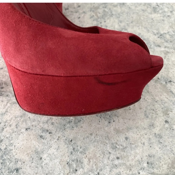 Women’s red suede platform YSL shoes size 7.5/38 - Picture 5 of 7